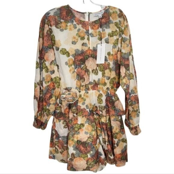 SOMETHING NAVY Printed Rose Ruffle Romper - Picture 2 of 11